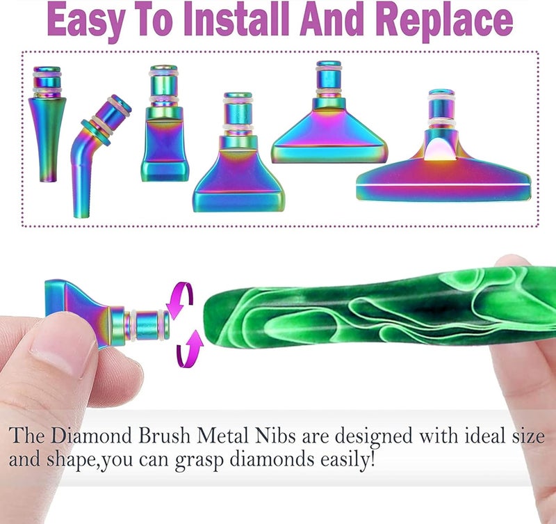 Heyseri 14PCS Diamond Painting Pen Ergonomic Diamond Art Pen with Exquisite Stainless Steel Metal Tips, Comfort Grip and Faster Drilling(Green) - Image 5